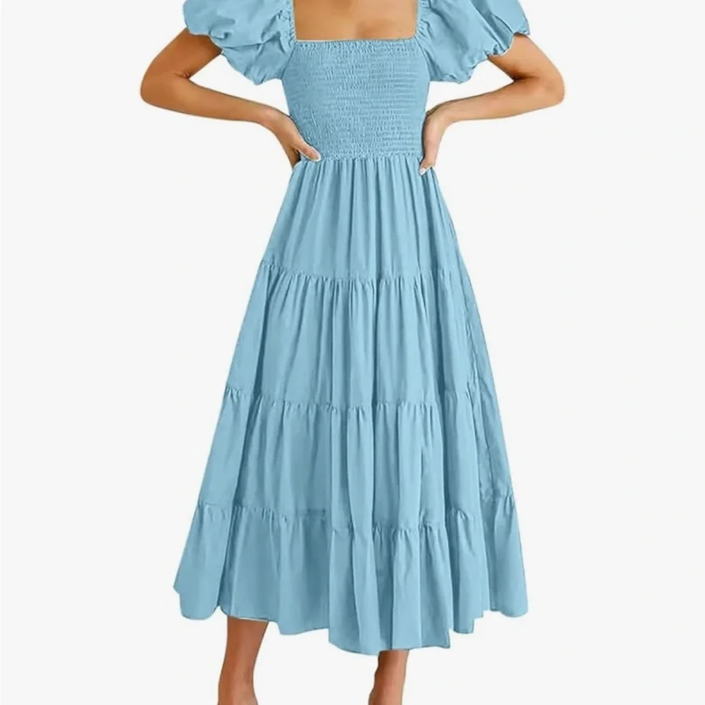 Blue tiered‎ maxi Dress fairycore boho milk made coquette